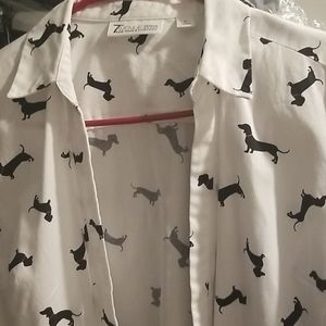 7th Avenue NY & Co. Blouse Dachshund dog print
